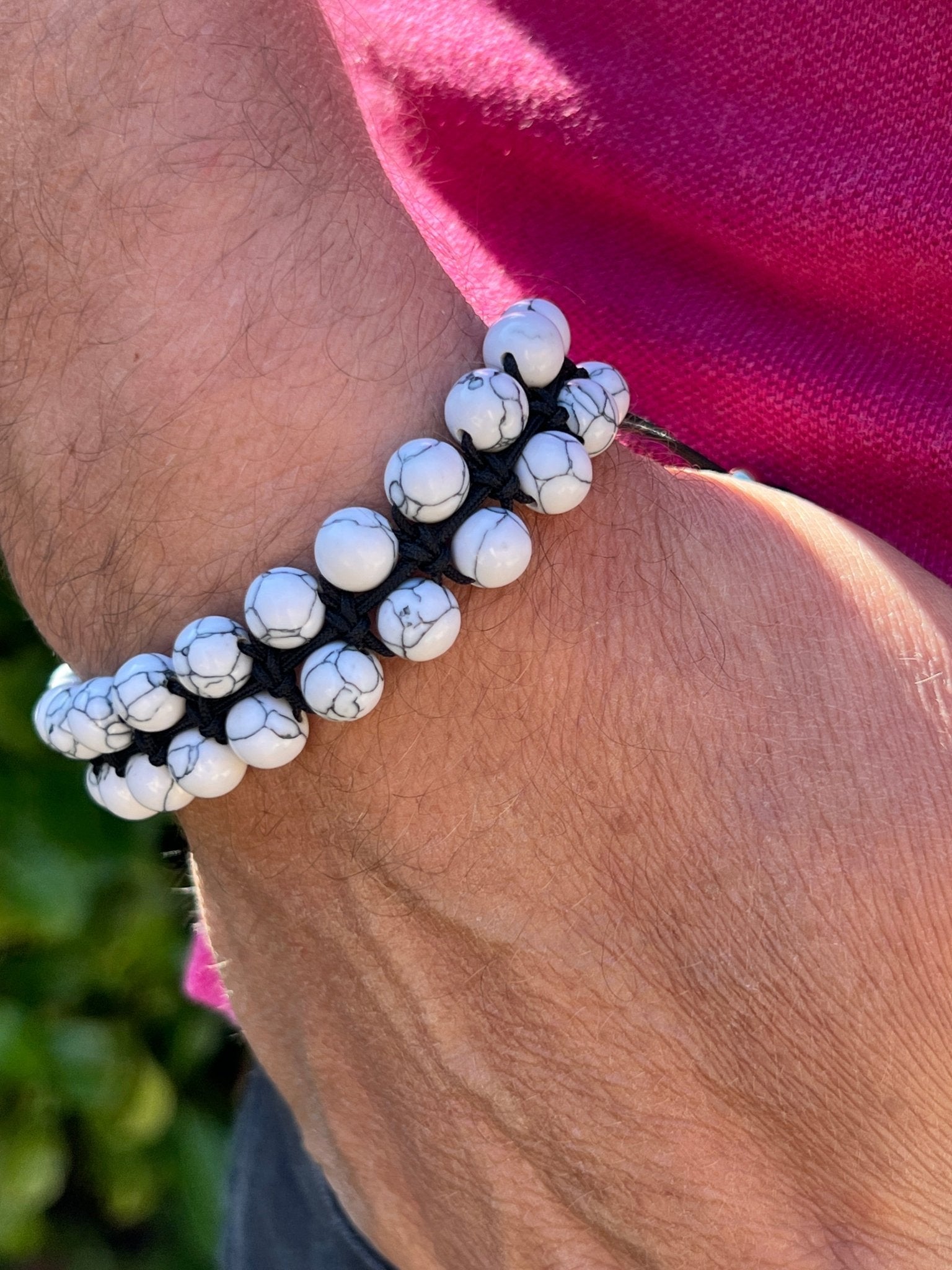 Double Layer Adjustable Beaded Bracelet - White Howlite - Karoo Earth