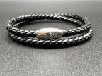 Double Wrap Black Leather Bracelet with Magnetic Clasp - Karoo Earth