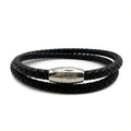 Double Wrap Black Leather Bracelet with Magnetic Clasp - Karoo Earth