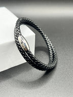 Double Wrap Black Leather Bracelet with Magnetic Clasp - Karoo Earth