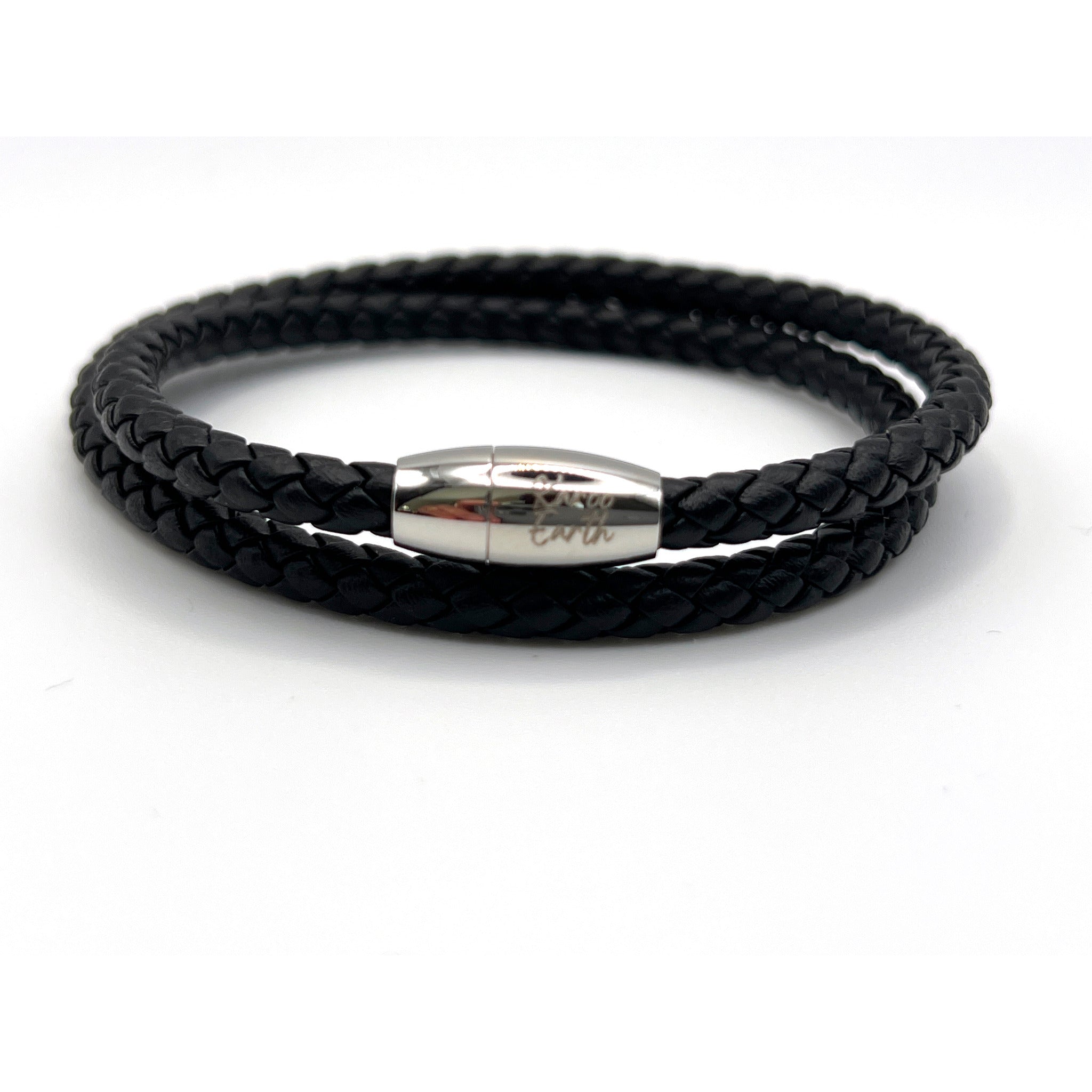 Double Wrap Black Leather Bracelet with Magnetic Clasp - Karoo Earth