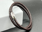Double Wrap Dark Brown Leather Bracelet with Magnetic Clasp - Karoo Earth
