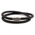 Double Wrap Dark Brown Leather Bracelet with Magnetic Clasp - Karoo Earth