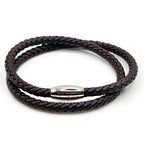 Double Wrap Dark Brown Leather Bracelet with Magnetic Clasp - Karoo Earth