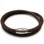 Double Wrap Dark Brown Leather Bracelet with Magnetic Clasp - Karoo Earth
