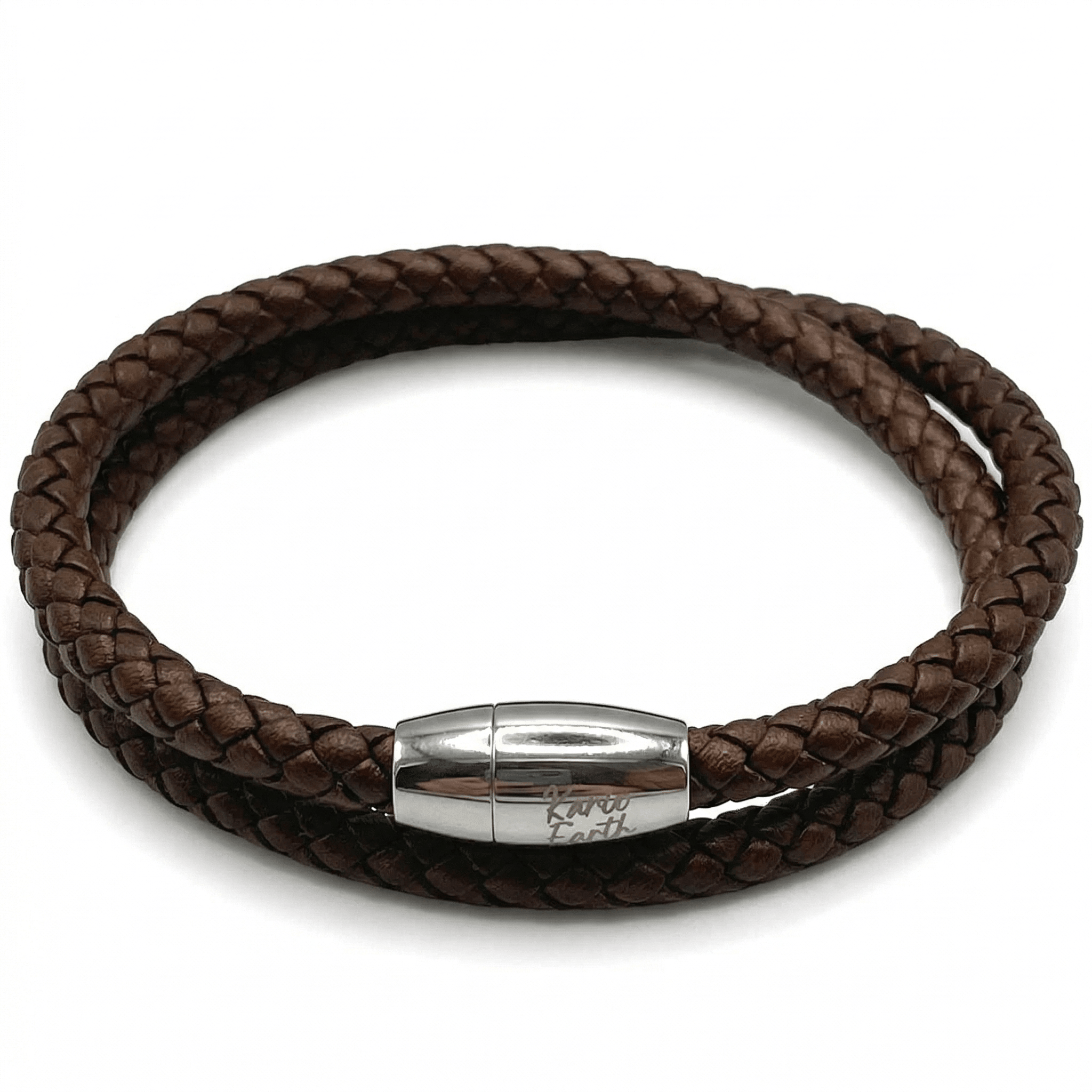 Double Wrap Dark Brown Leather Bracelet with Magnetic Clasp - Karoo Earth