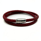 Double Wrap Red Leather Bracelet with Magnetic Clasp - Karoo Earth