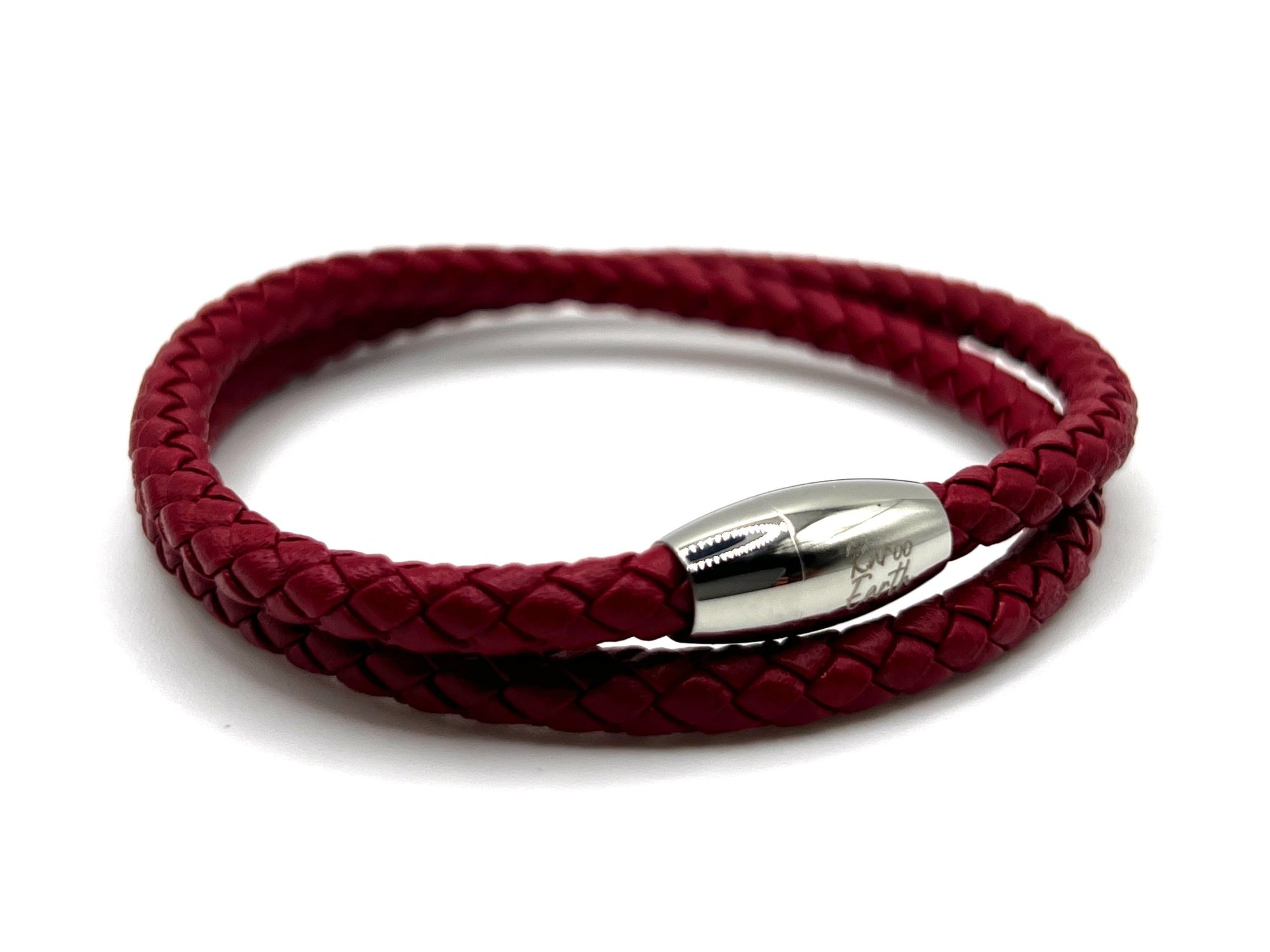 Double Wrap Red Leather Bracelet with Magnetic Clasp - Karoo Earth