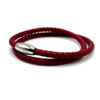 Double Wrap Red Leather Bracelet with Magnetic Clasp - Karoo Earth