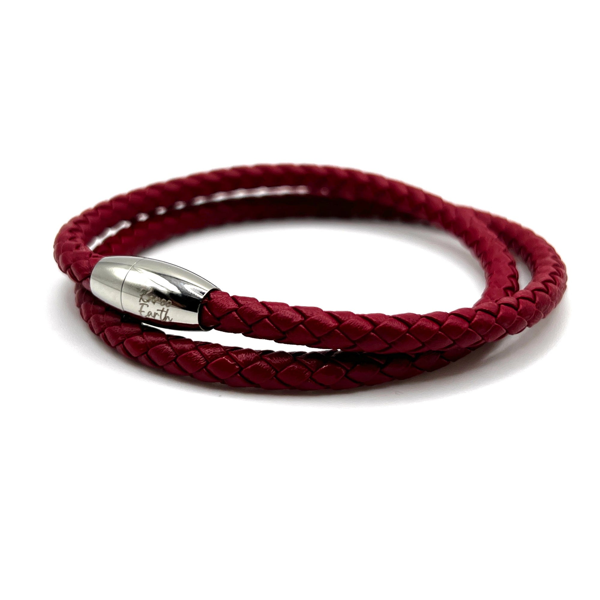 Double Wrap Red Leather Bracelet with Magnetic Clasp - Karoo Earth