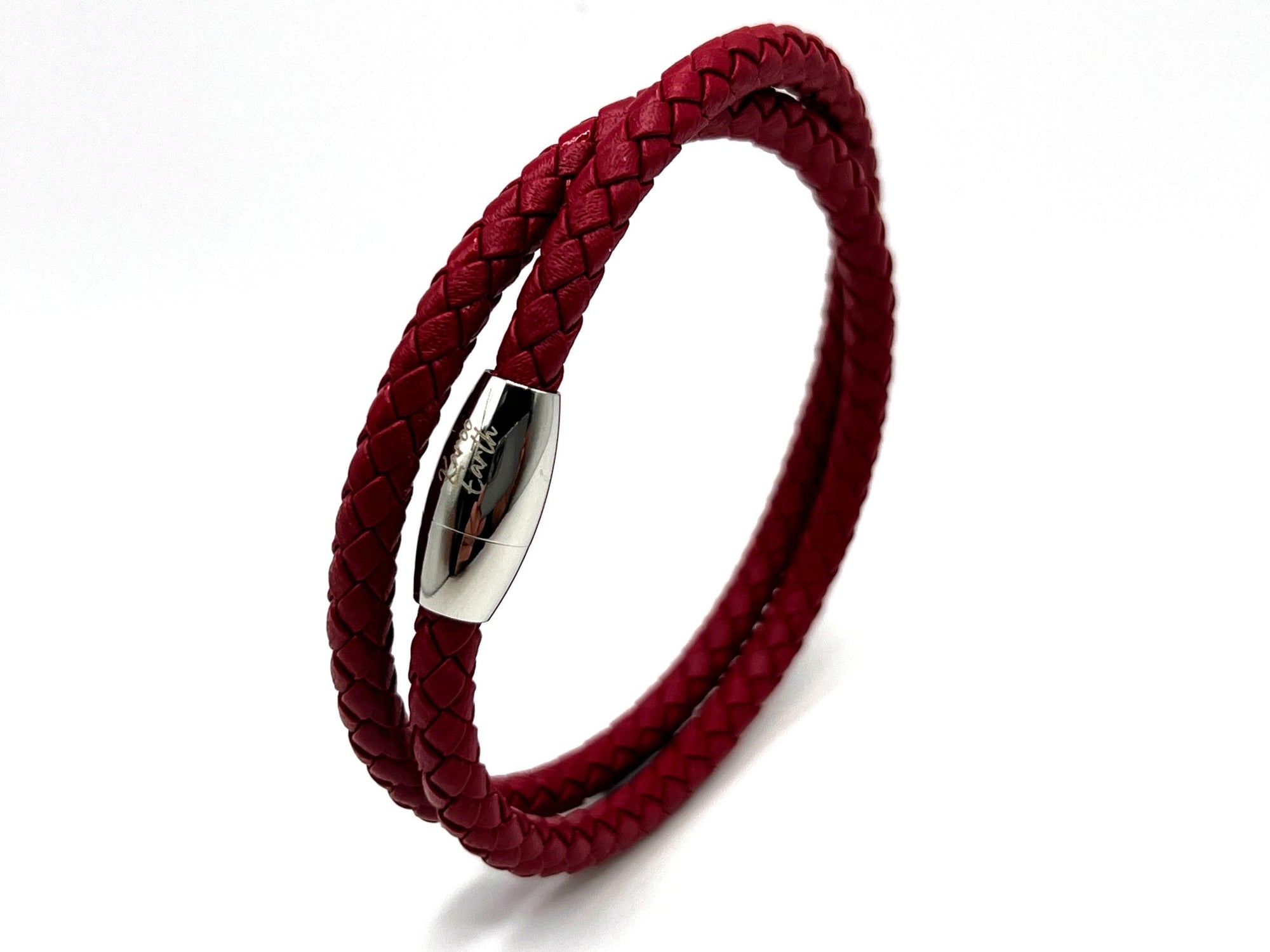 Double Wrap Red Leather Bracelet with Magnetic Clasp - Karoo Earth