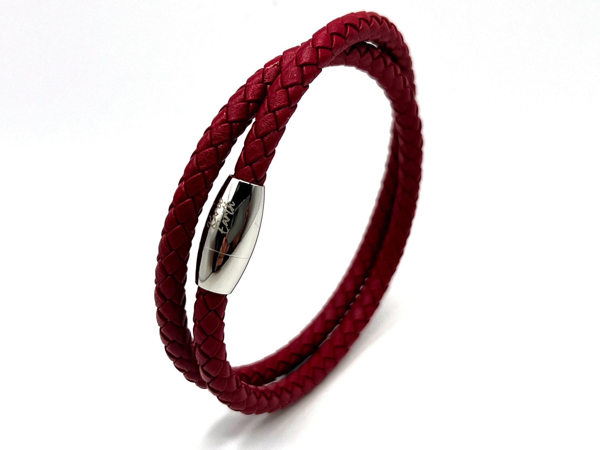 Double Wrap Red Leather Bracelet with Magnetic Clasp - Karoo Earth