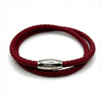 Double Wrap Red Leather Bracelet with Magnetic Clasp - Karoo Earth