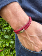 Double Wrap Red Leather Bracelet with Magnetic Clasp - Karoo Earth