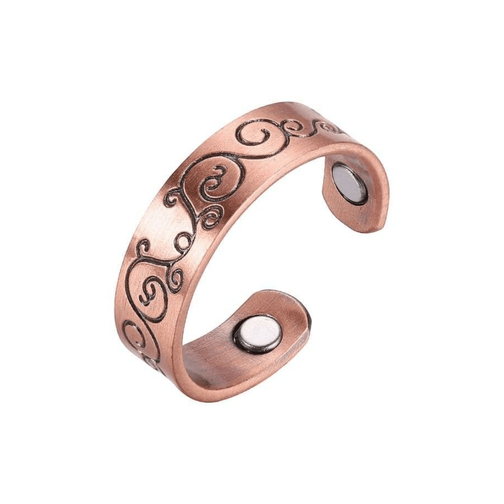 Engraved Floral Copper Magnetic Ring - Karoo Earth