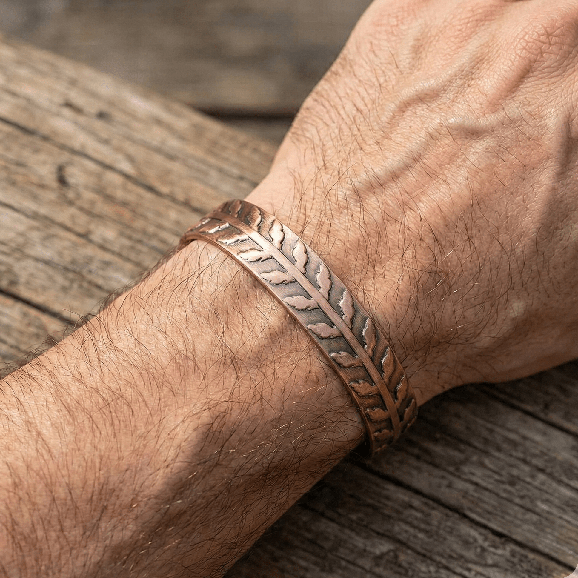 Fern Leaf Pure Copper Bracelet - Karoo Earth