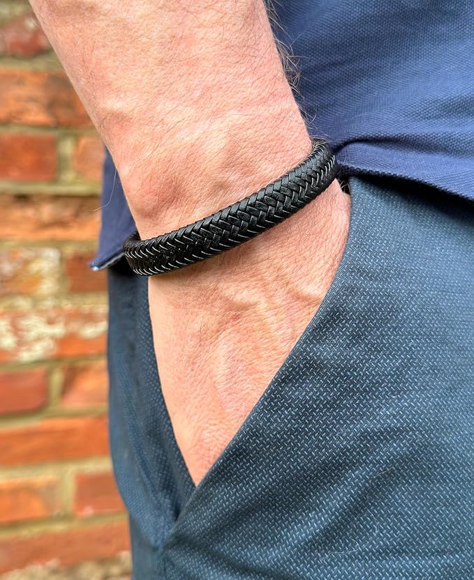 Genuine Leather Braided Bracelet with Brushed Stainless Steel Clasp - Karoo Earth