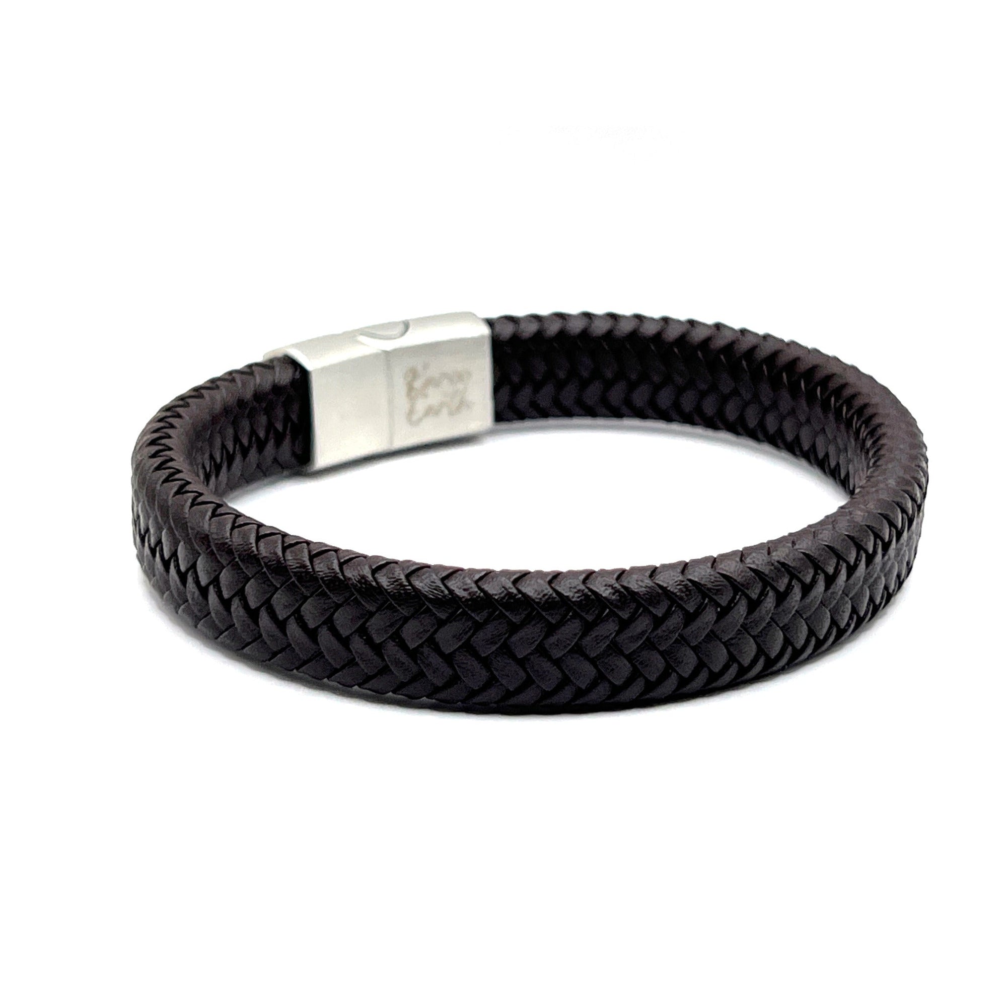 Genuine Leather Braided Bracelet with Brushed Stainless Steel Clasp - Karoo Earth
