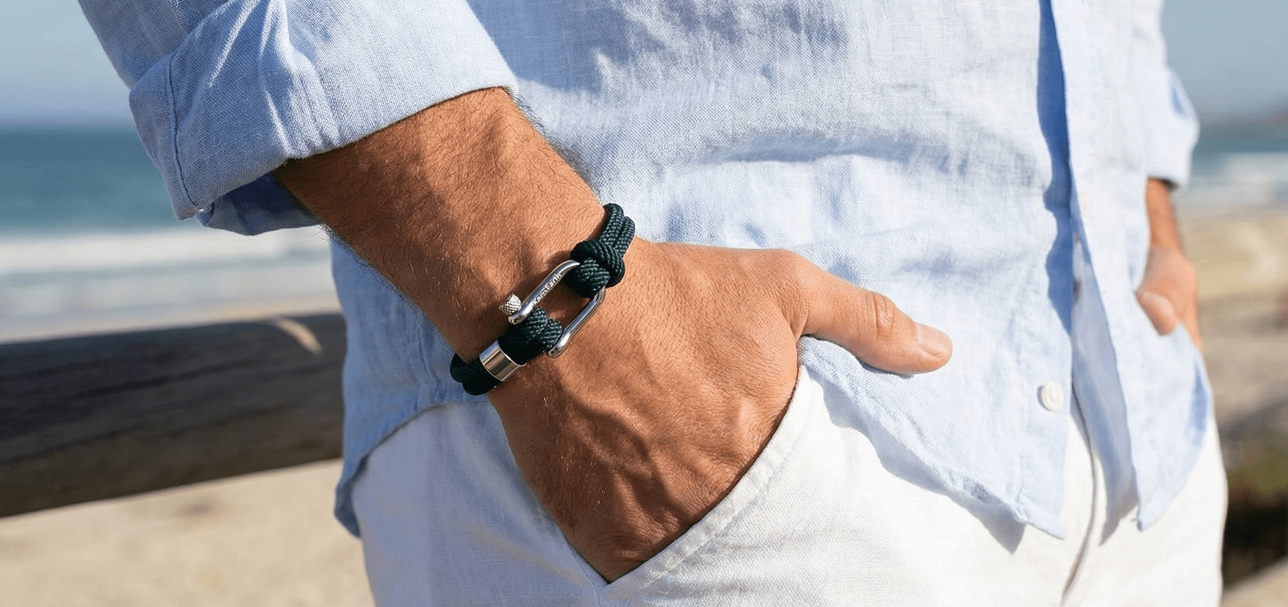 Green Nautical Shackle Bracelet - Karoo Earth