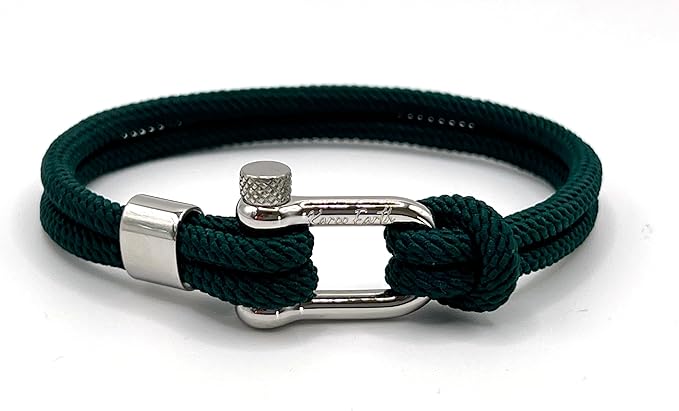 Green Stainless Steel Nautical Sailing Rope Shackle Bracelet - Karoo Earth