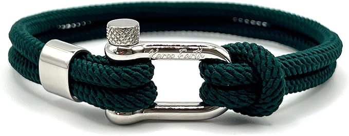 Green Stainless Steel Nautical Sailing Rope Shackle Bracelet - Karoo Earth