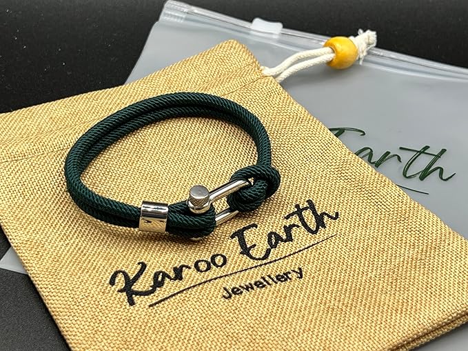 Green Stainless Steel Nautical Sailing Rope Shackle Bracelet - Karoo Earth