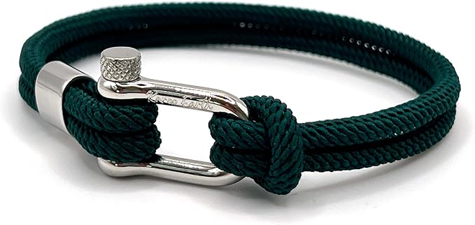 Green Stainless Steel Nautical Sailing Rope Shackle Bracelet - Karoo Earth