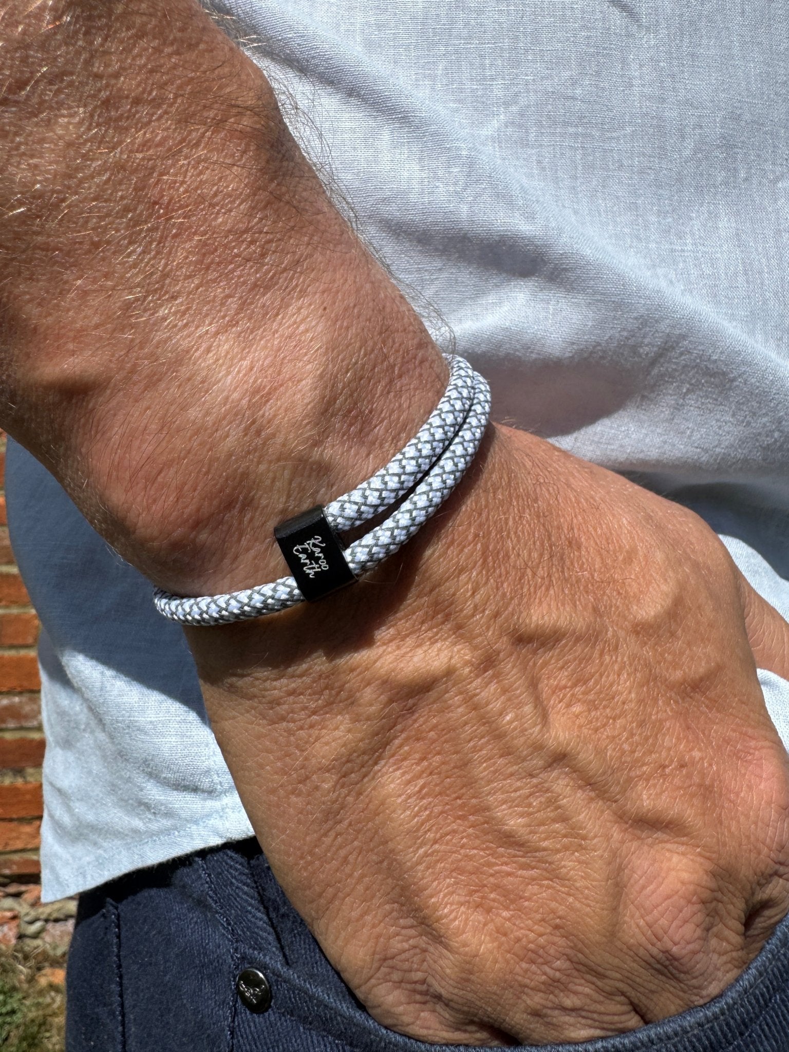 Grey and White Karoo Earth Rope Adjustable Paracord Bracelet - Karoo Earth