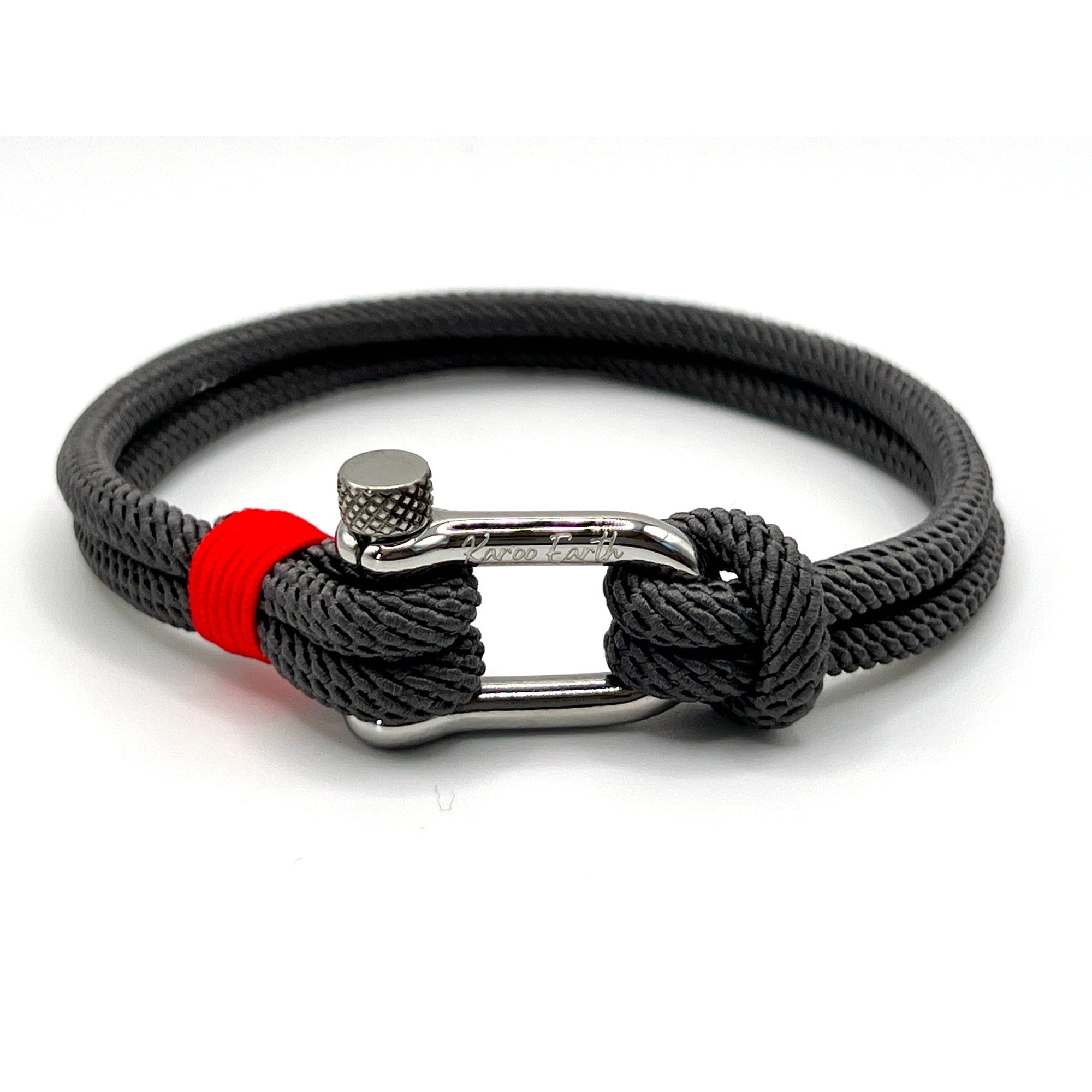 Grey Stainless Steel Nautical Sailing Rope Shackle Bracelet - Karoo Earth