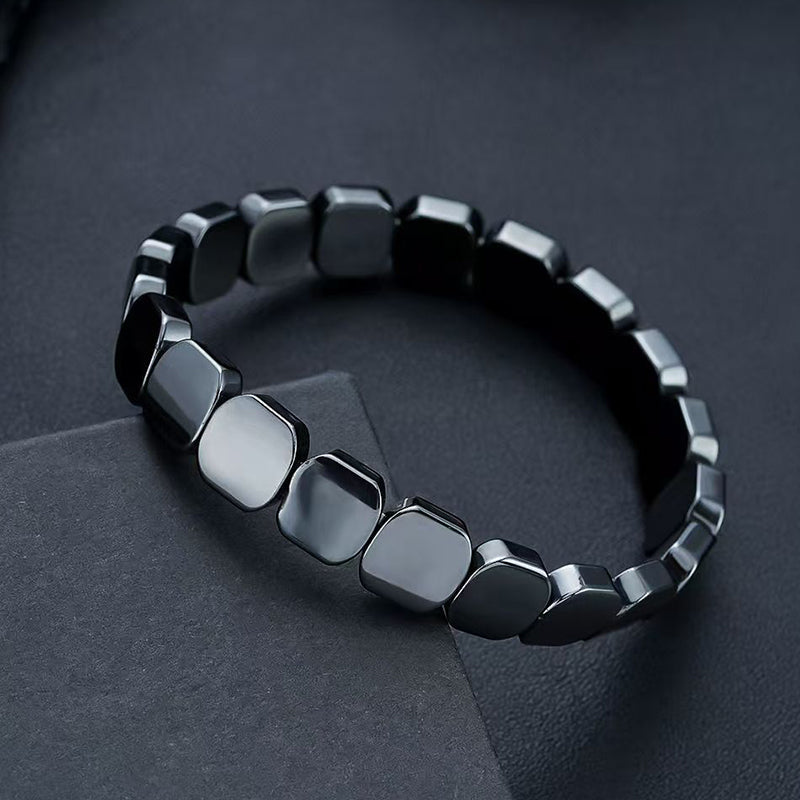 Hematite Beaded Bracelet for Men & Women - Natural Grounding Stone - Karoo Earth