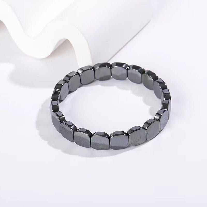 Hematite Beaded Bracelet for Men & Women - Natural Grounding Stone - Karoo Earth