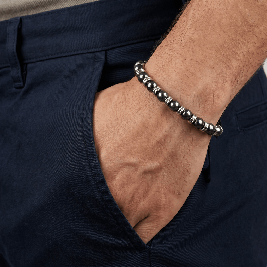 High Power Magnetic Hematite 8mm beaded Bracelet - Karoo Earth