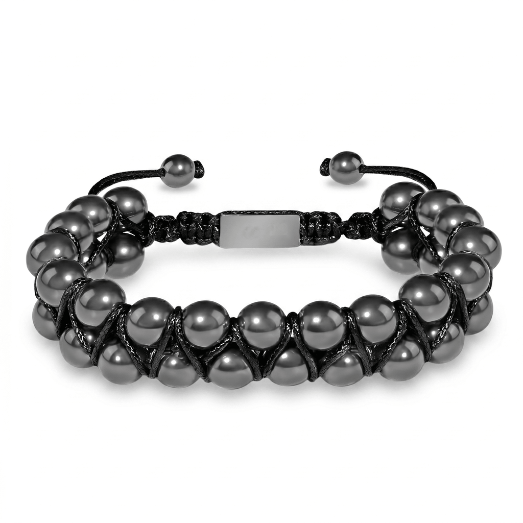 High Power Magnetic Hematite 8mm Double Row Beaded Bracelet - Karoo Earth