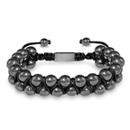 High Power Magnetic Hematite 8mm Double Row Beaded Bracelet - Karoo Earth