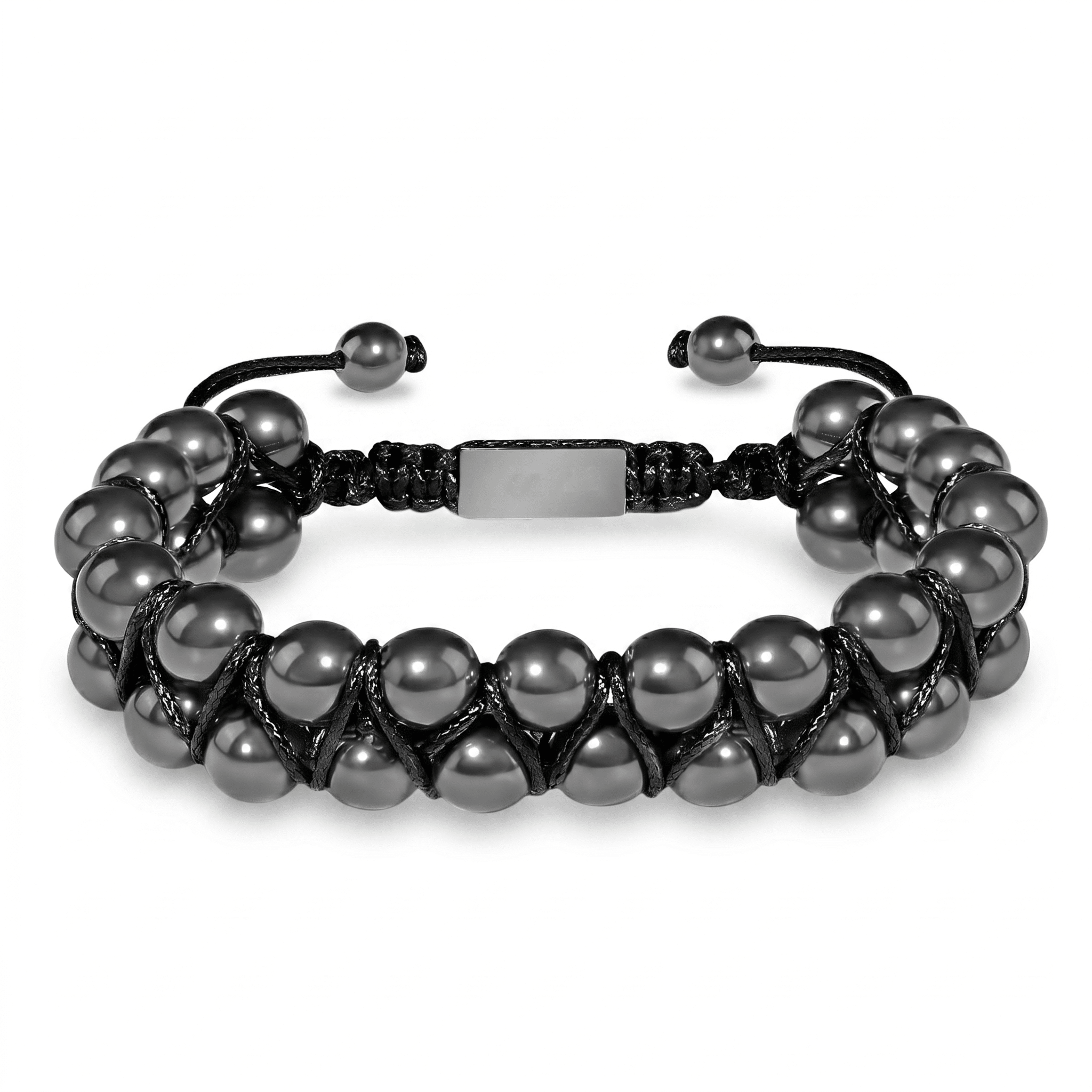 High Power Magnetic Hematite 8mm Double Row Beaded Bracelet - Karoo Earth