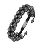 High Power Magnetic Hematite 8mm Double Row Beaded Bracelet - Karoo Earth