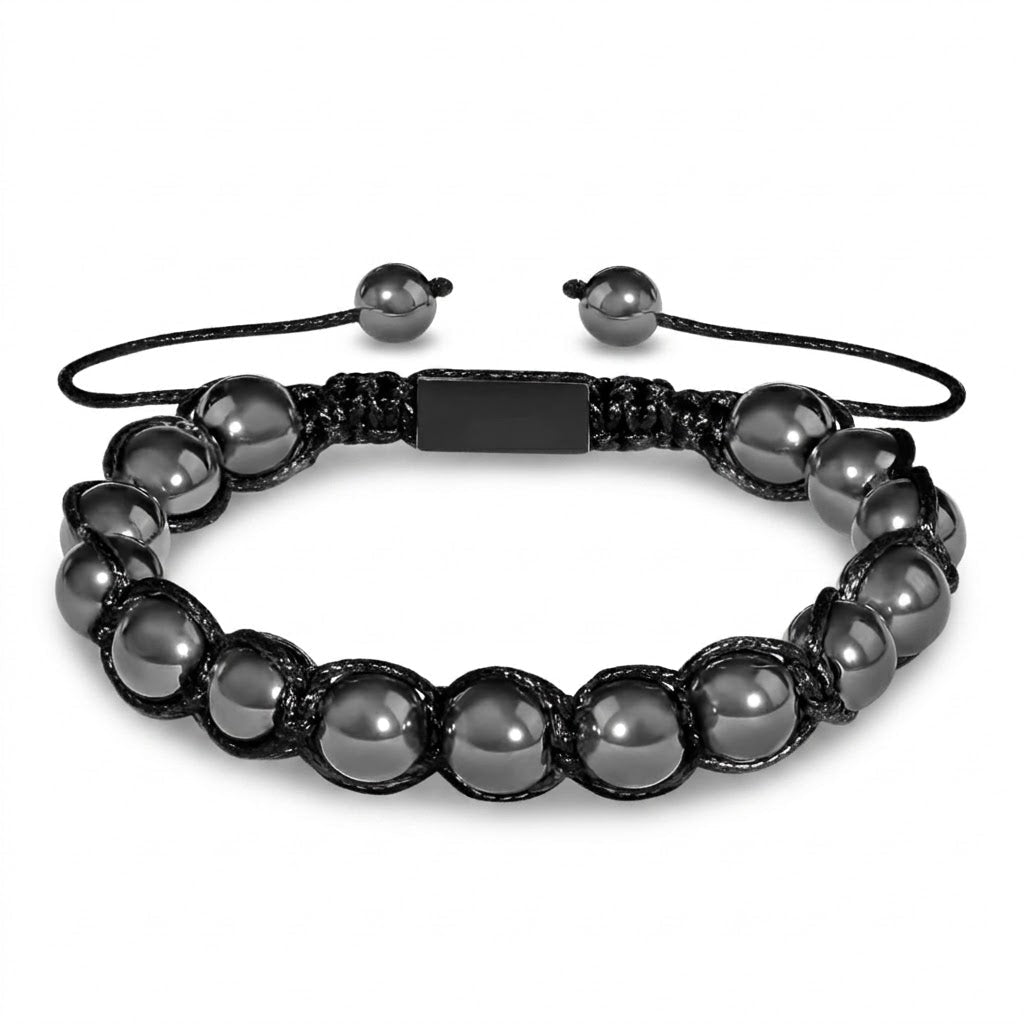 High Power Magnetic Hematite 8mm Rope Weave Beaded Bracelet - Karoo Earth