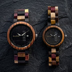 His and Hers Multi-wood Karoo Earth Chronograph Wooden Watch Bundle - Karoo Earth
