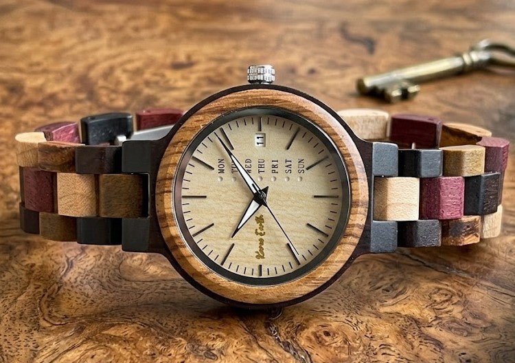 His and Hers Multi-wood Maple face Karoo Earth Chronograph Wooden Watch Bundle - Karoo Earth