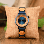 His & Hers Olive Wood and Blue Steel Men's Quartz Watch Bundle - Karoo Earth