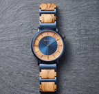His & Hers Olive Wood and Blue Steel Men's Quartz Watch Bundle - Karoo Earth