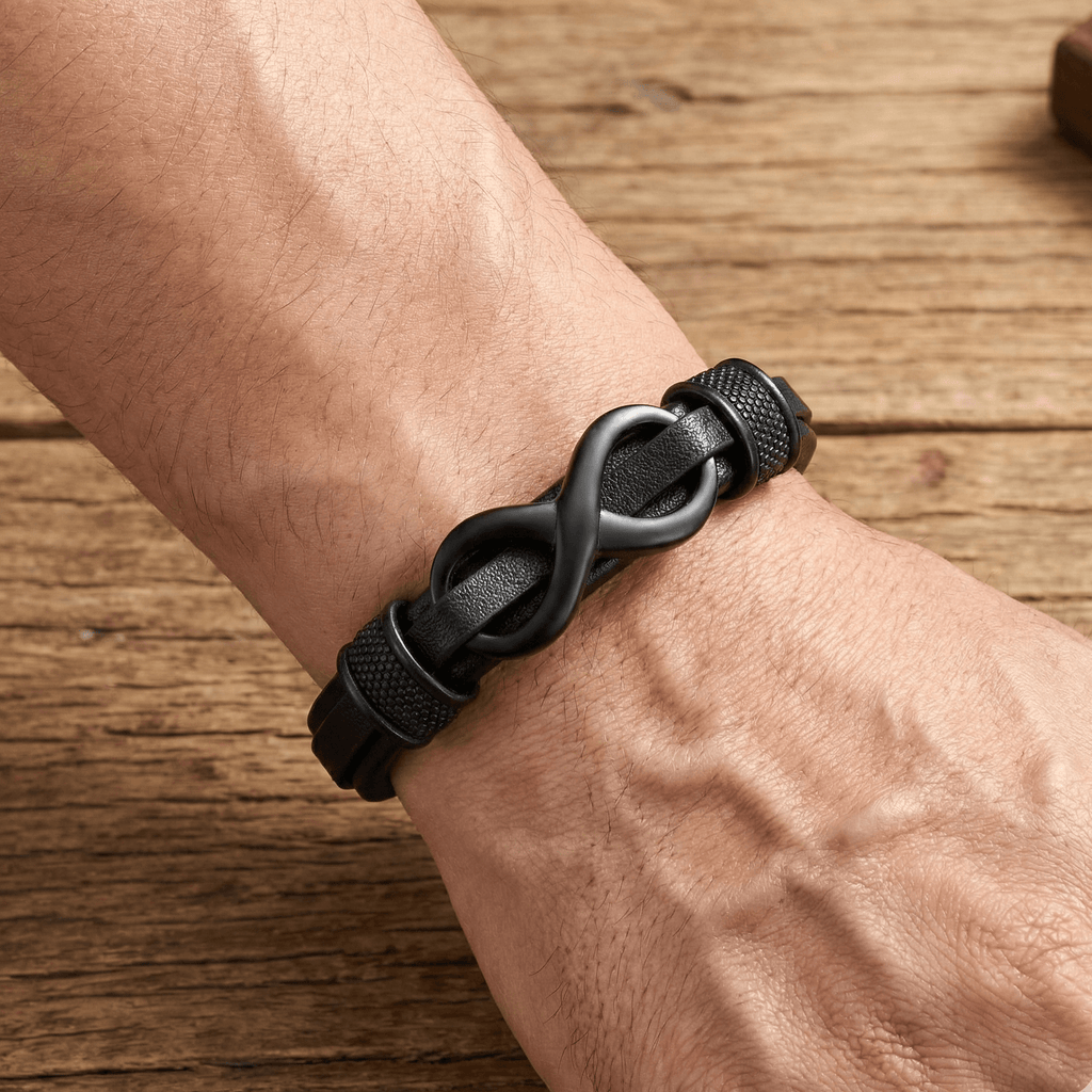 Infinity Knot Bracelet with Steel detail Leather Bracelet - Karoo Earth