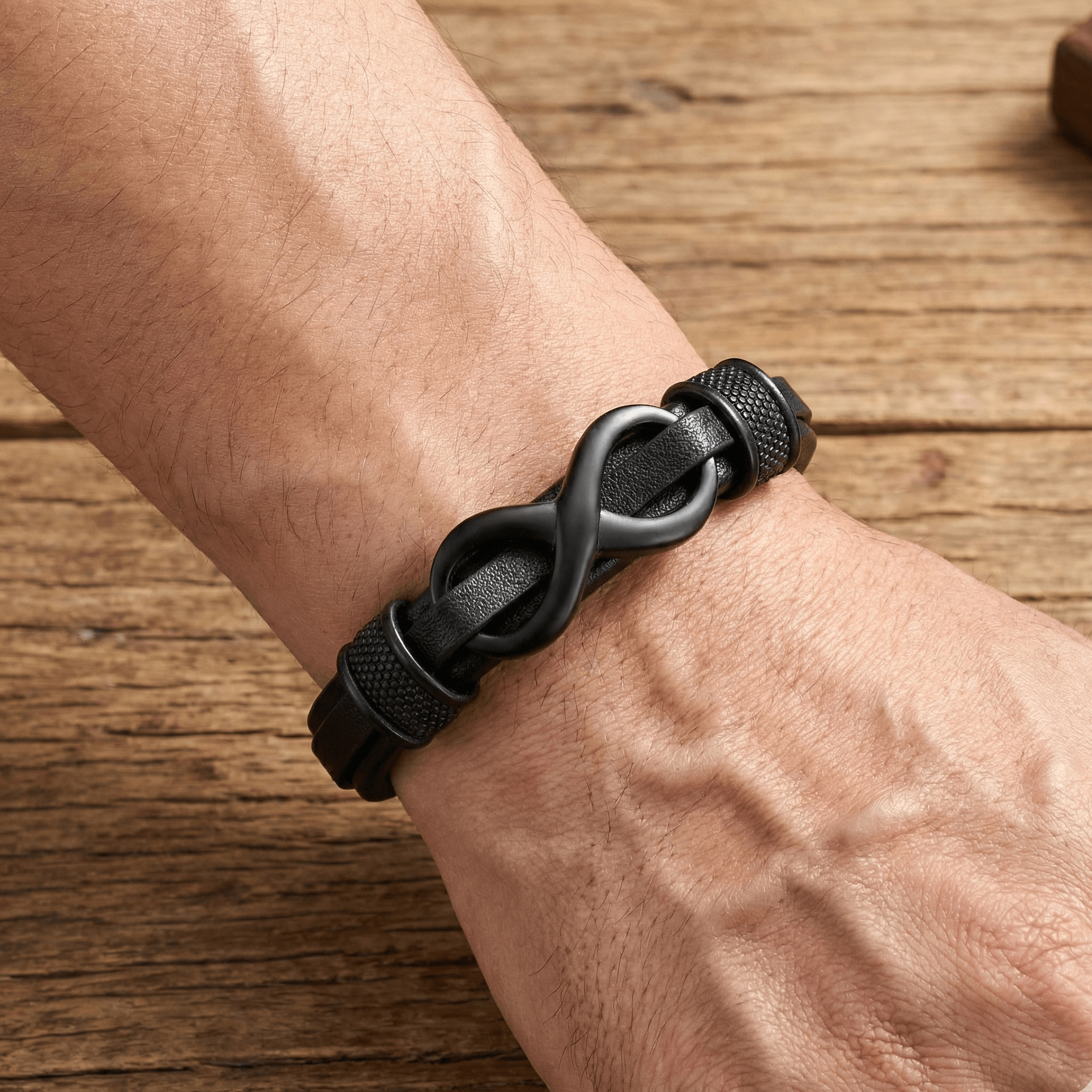 Infinity Knot Bracelet with Steel detail Leather Bracelet - Karoo Earth