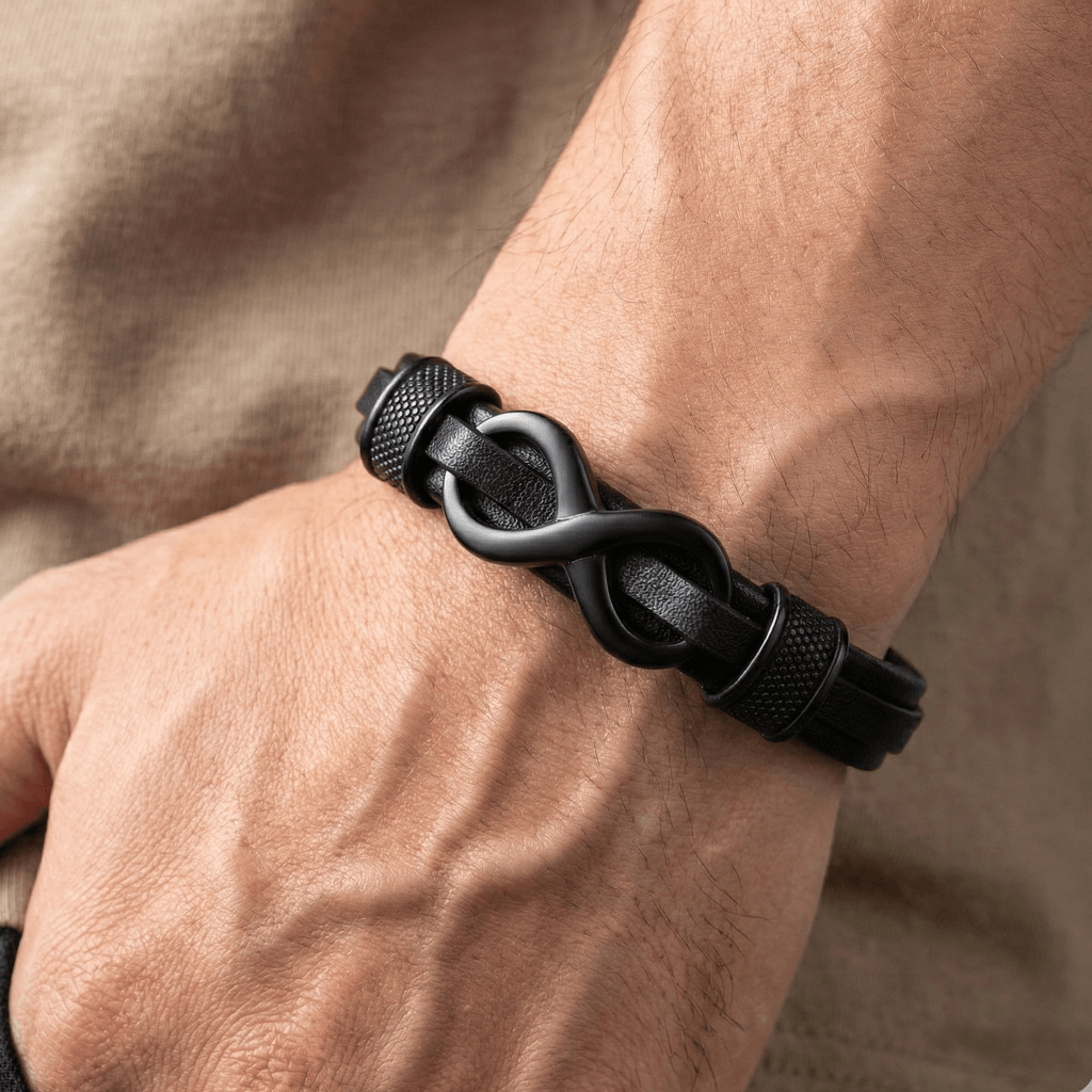 Infinity Knot Bracelet with Steel detail Leather Bracelet - Karoo Earth