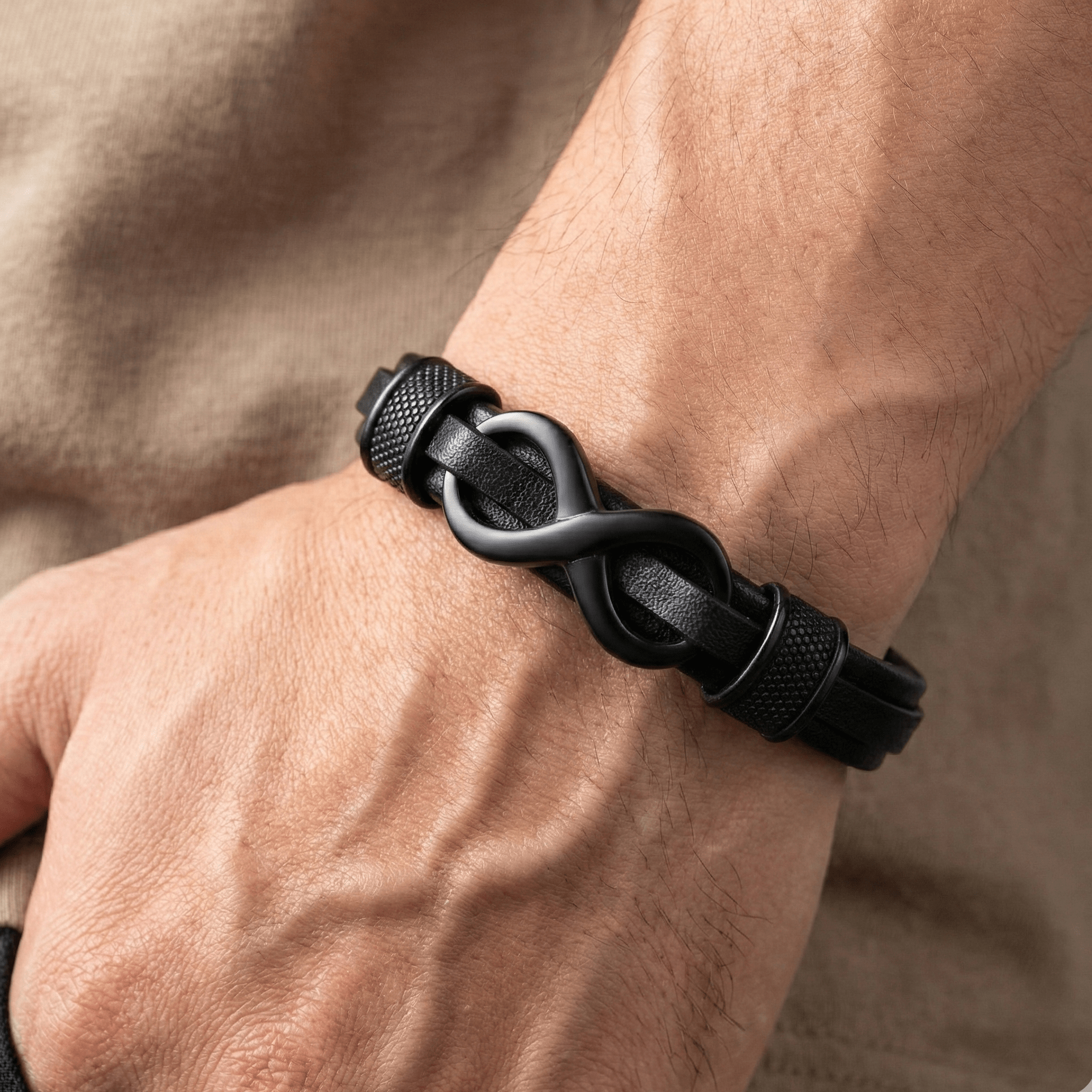 Infinity Knot Bracelet with Steel detail Leather Bracelet - Karoo Earth