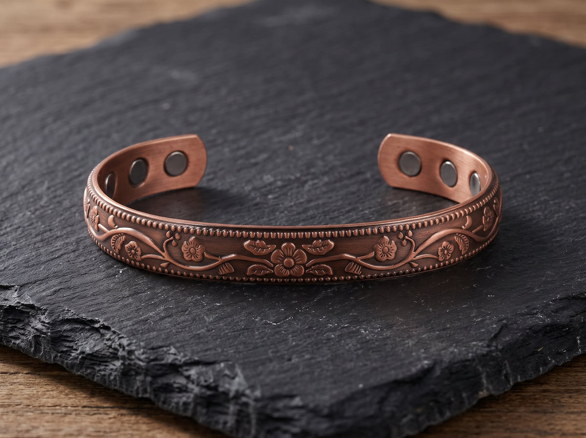 Ladies Bio Magnetic English Rose Pure Copper Bracelet - Karoo Earth