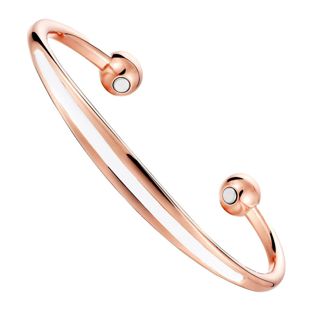 Ladies Bio Magnetic White Stripe Pure Copper Bracelet - Karoo Earth