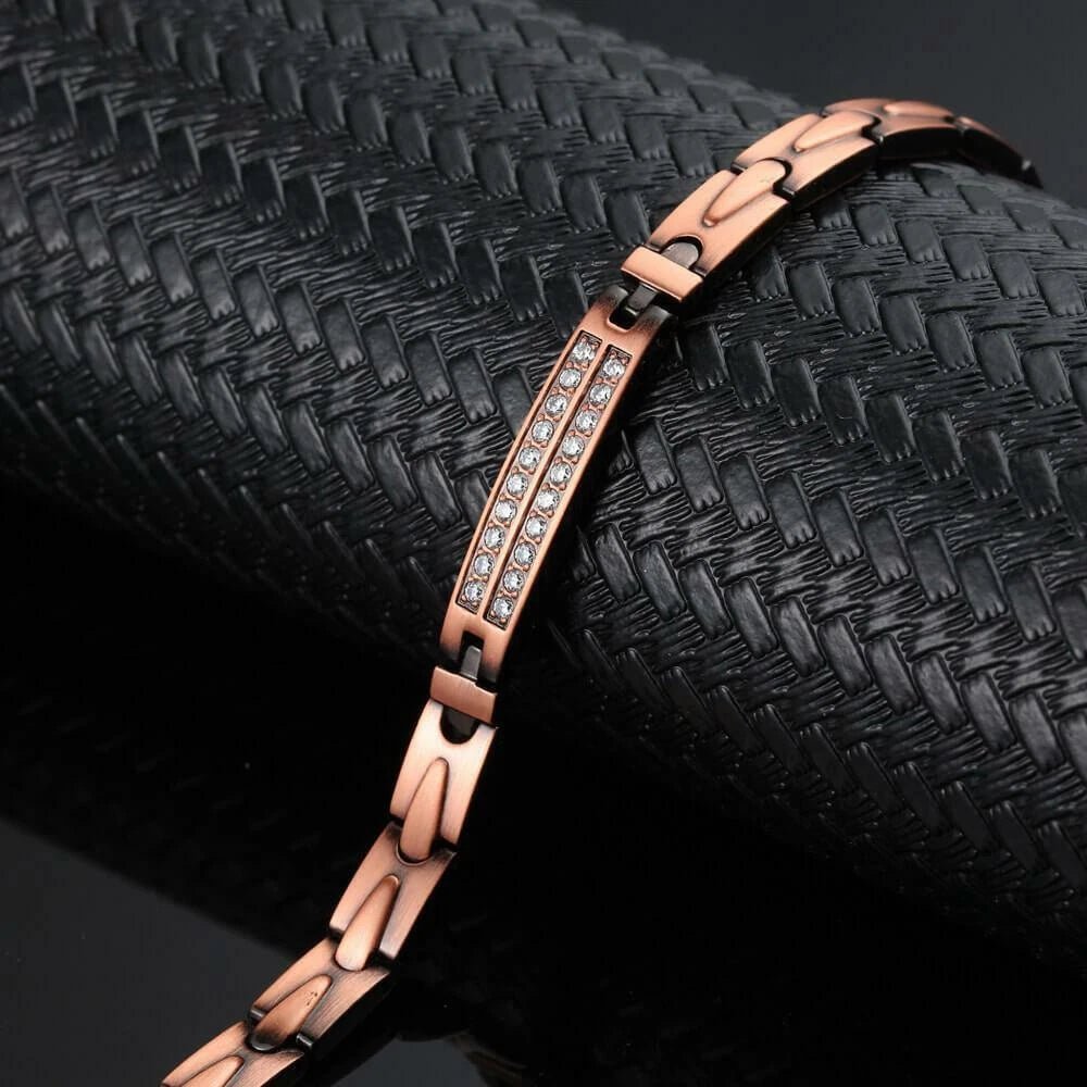 Ladies diamanté Pure Copper Magnetic Link Bracelet - Karoo Earth
