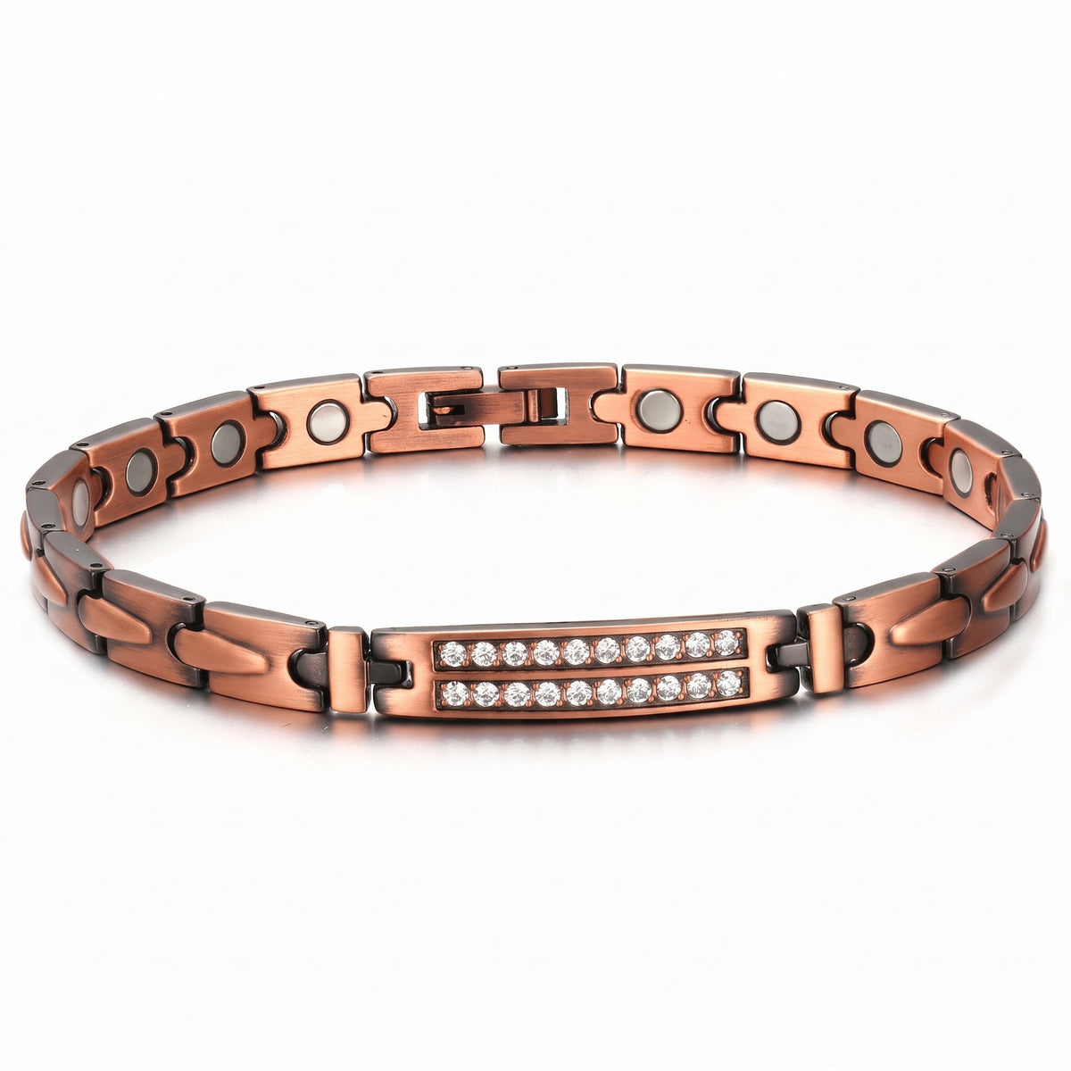 Ladies diamanté Pure Copper Magnetic Link Bracelet - Karoo Earth