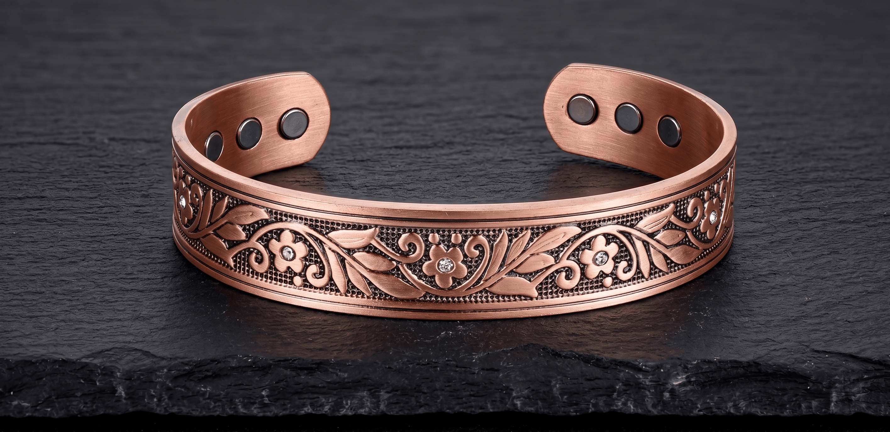 Ladies Floral Crystal Pure Copper Bracelet - Karoo Earth